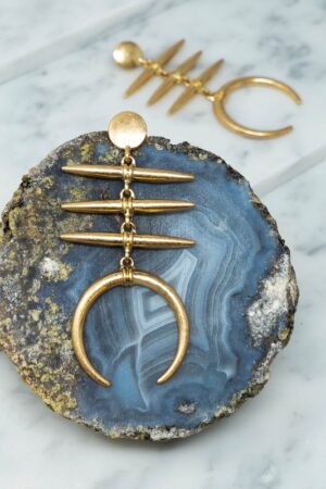 Three Sticks and Horn Drop Earrings