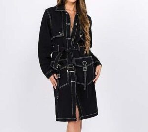 Black Denim Trench Coat