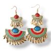 Boho Red and Blue Turquoise Statement Drop Earrings