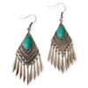 Southwestern Style Silver Tone Simulated Turquoise Dangle Earrings