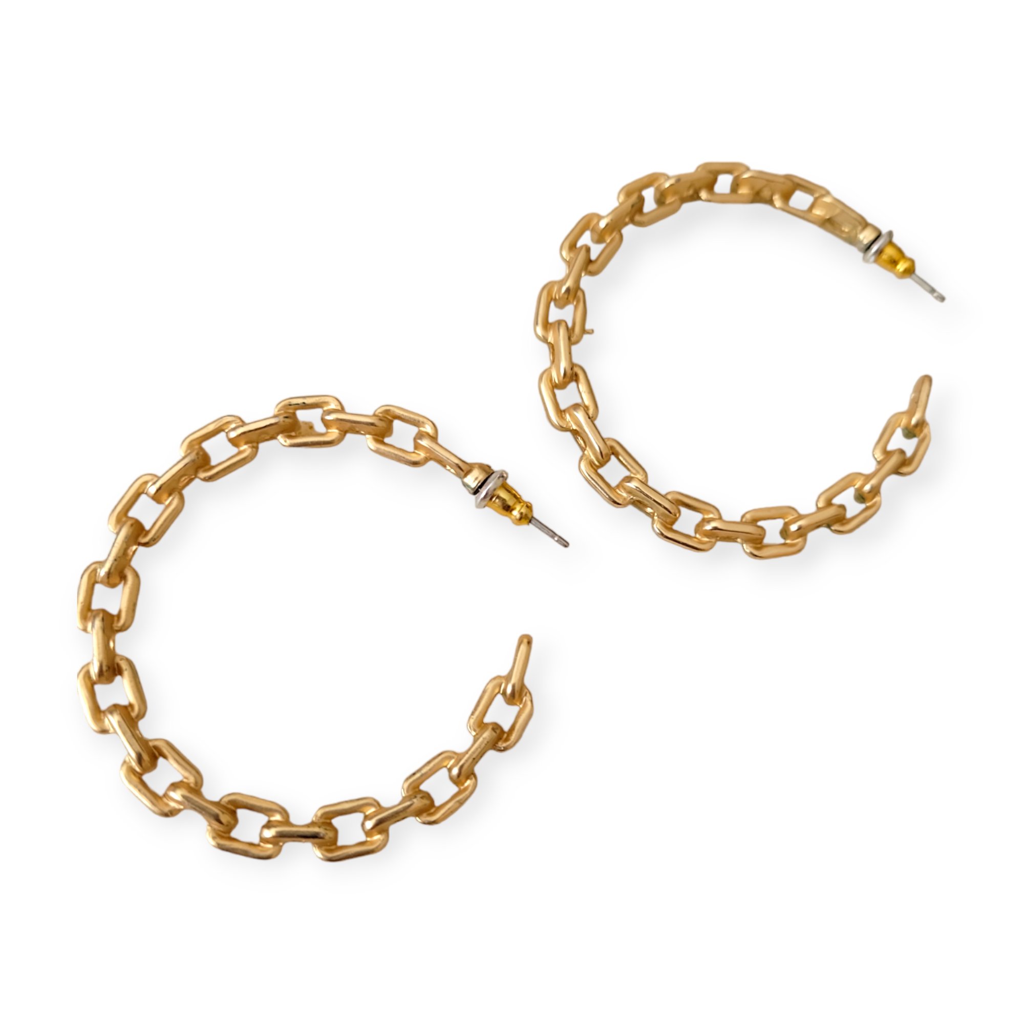 Chain Link Matte Finish Hoop Earrings