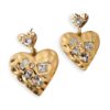 Hammered Heart Earrings with Clear Stones