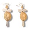 Two-Tone Metal Geo Shape Dangle Earrings with Topaz Stone