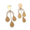 Two-Tone Metal Triple Teardrop Chandelier Earrings