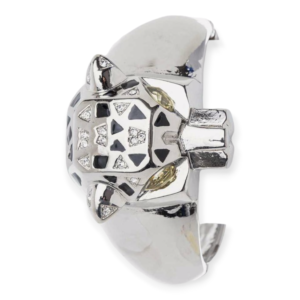 Bejeweled Leopard Head Cuff Bracelet