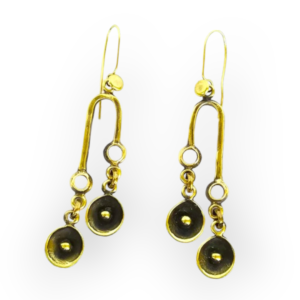 Handmade 2-Tier Turkish Antique Brass Plated Pewter Drop Earrings