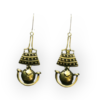 Handmade Pendulum Turkish Antique Brass Plated Pewter Drop Earrings