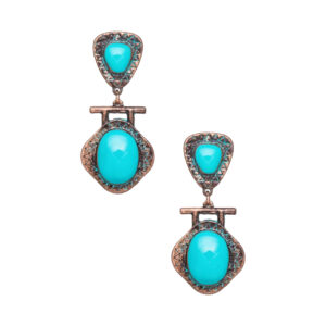 Western Style Boho Copper Metal Turquoise Drop Earrings