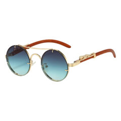 Round Unisex Double Bridge Retro Metal Sunglasses