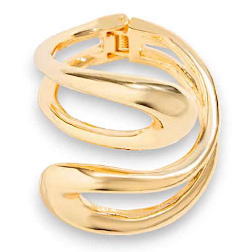 Gold-tone Curved Twisted Open Metal Spring Cuff Bracelet