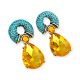 Crystal Mirage Golden Teardrop & Aquamarine Pavé Dangle Earrings