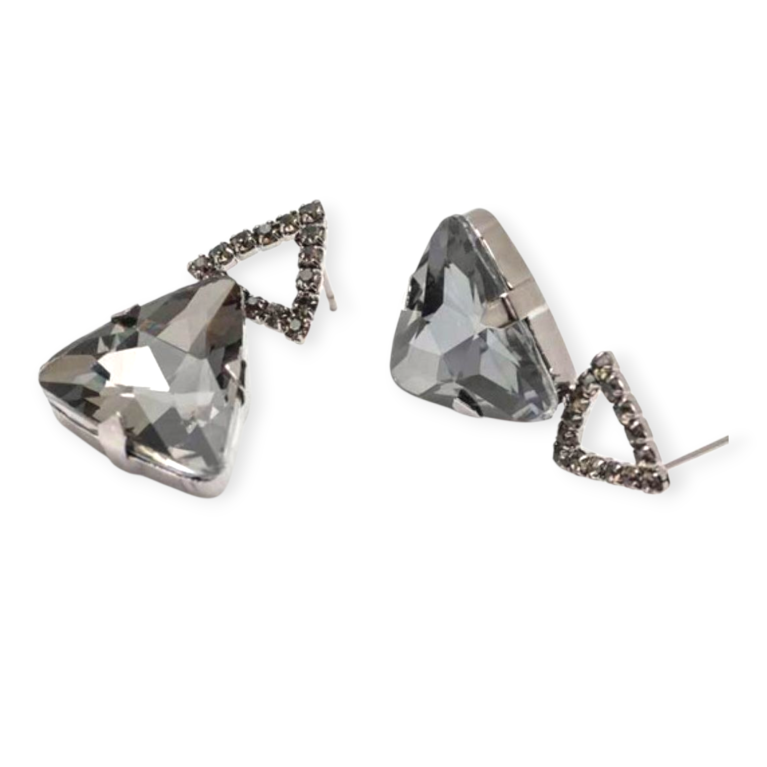 Gray Triangle Stone Earrings