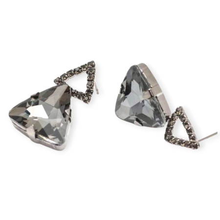 Gray Triangle Crystal Earrings