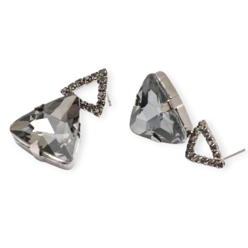 Gray Triangle Crystal Earrings